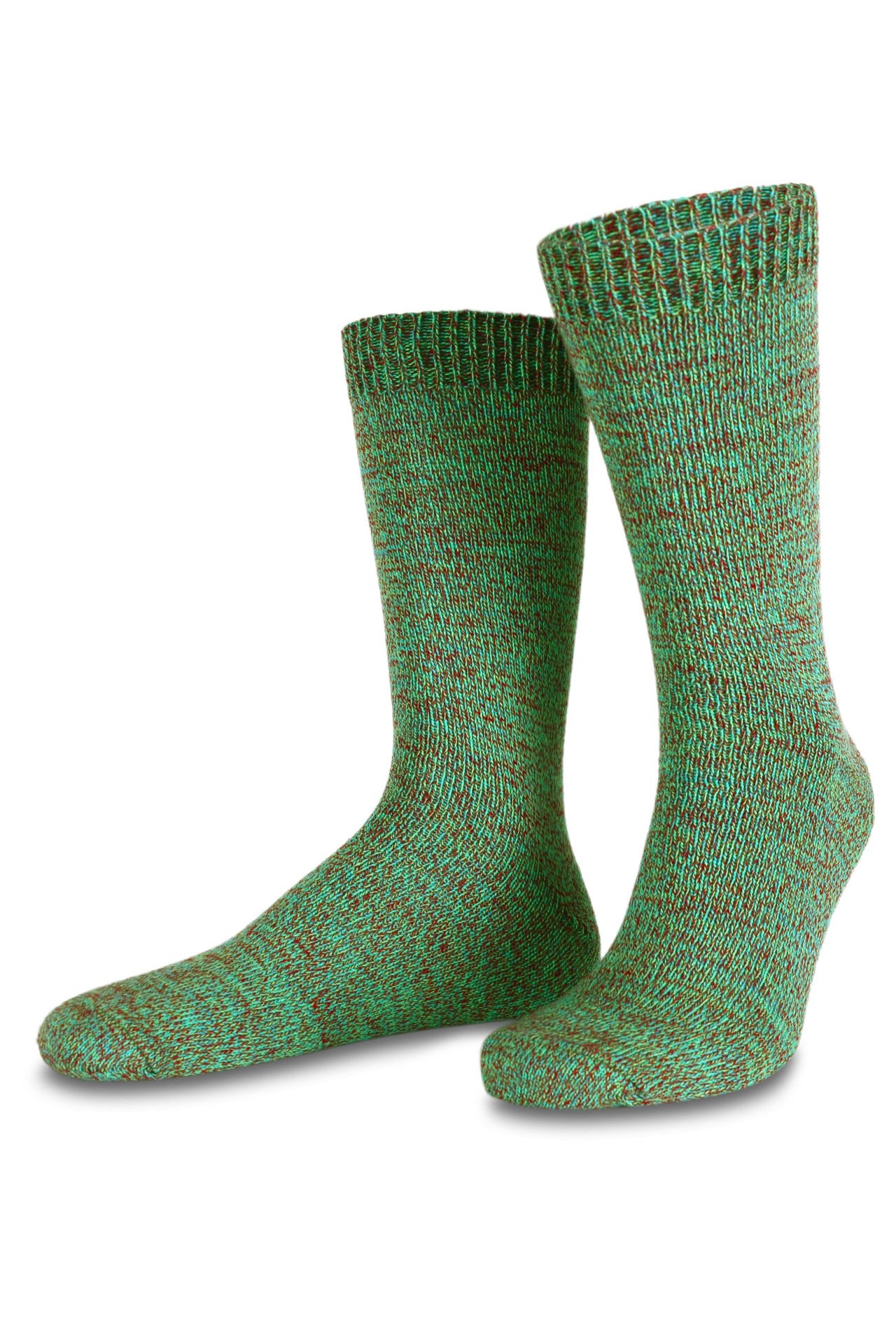 Yeşil Kırmızı Muline Soket Çorap Marbled