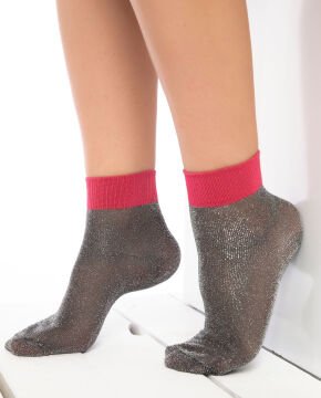 Angelina Simli Pembe Lastikli Çorap Brogetti