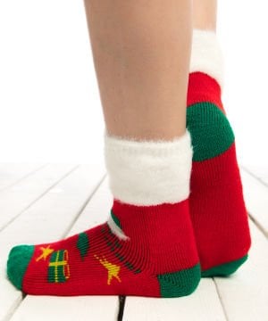 Havlu Yılbaşı Çorabı Tüylü Noel Baba Desenli