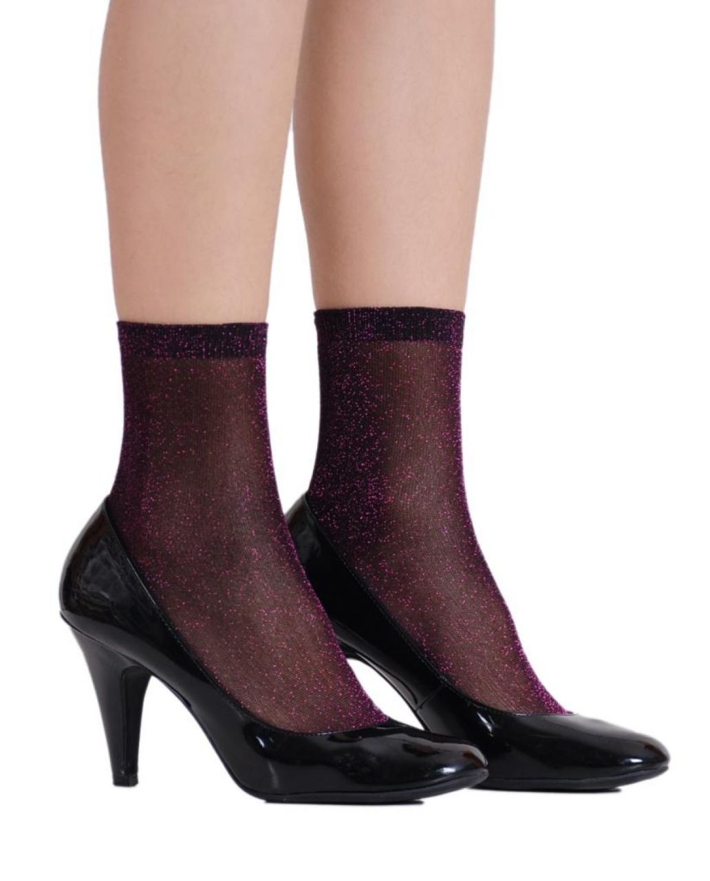 Caroline Fuşya Simli Çorap Brogetti KOYU PEMBE - TEK BEDEN