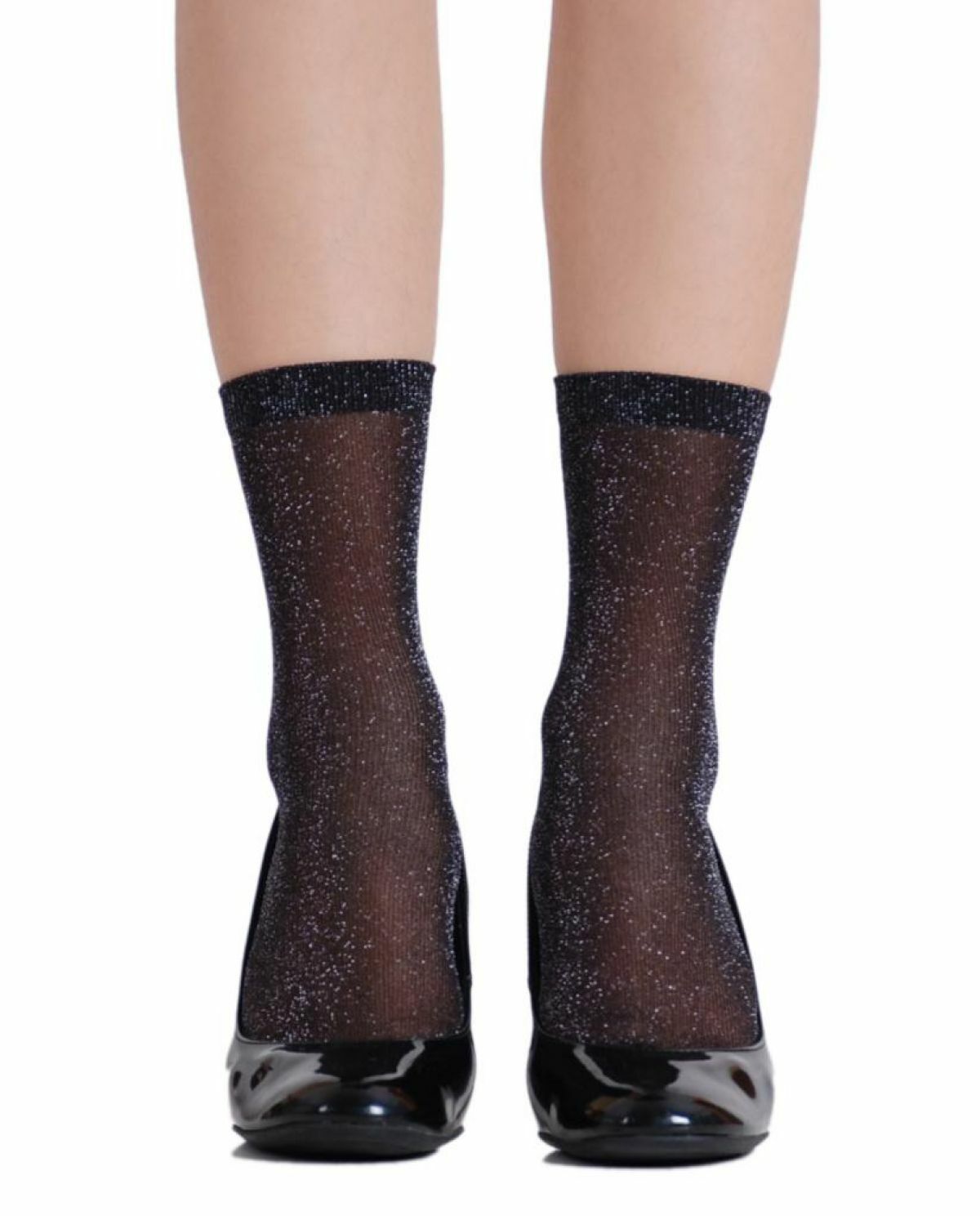 Caroline Siyah Simli Çorap Brogetti