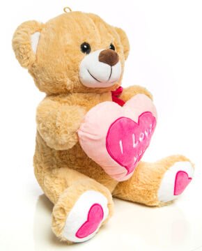 Kalpli I Love You Yazılı 40cm Bej Peluş Ayıcık