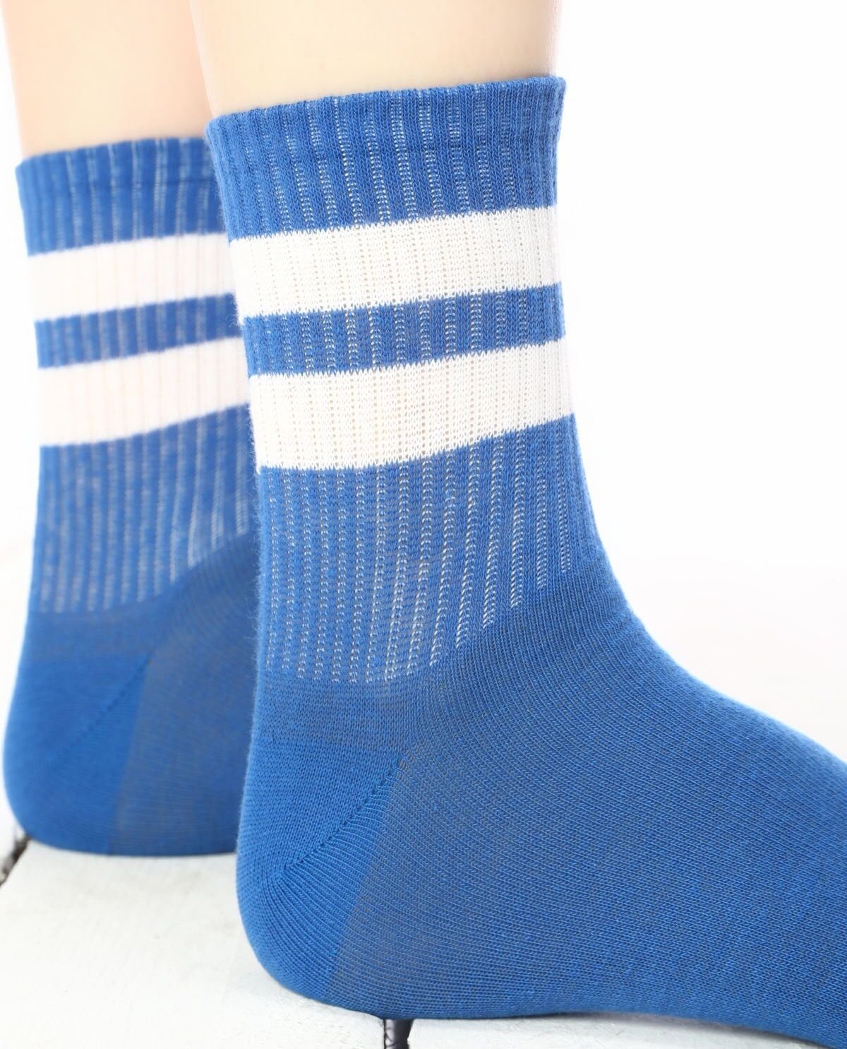 Serena Saks Mavi Renk  Beyaz Çizgili Tenis Çorabı