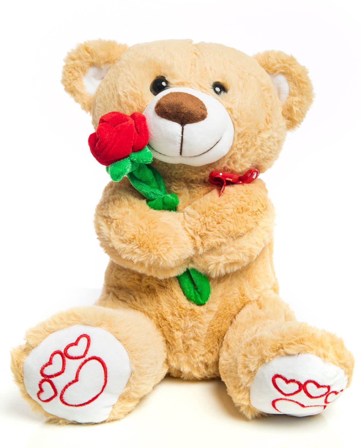 Elinde Gül Tutan Romantik 40cm Peluş Ayıcık