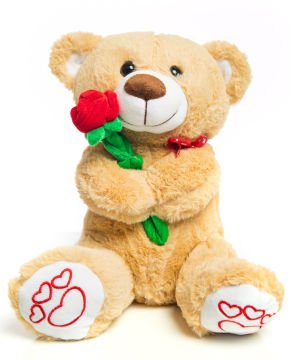 Elinde Gül Tutan Romantik 40cm Peluş Ayıcık