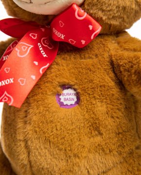 Öpücük ve Seni Çok Seviyorum Sesli Ayaklı 35cm Peluş Ayıcık
