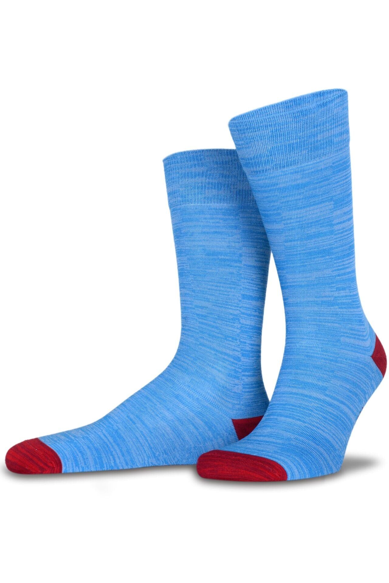 Mavi Kırmızı Topuk  Renkli Bambu Erkek Soket Çorabı Andey
