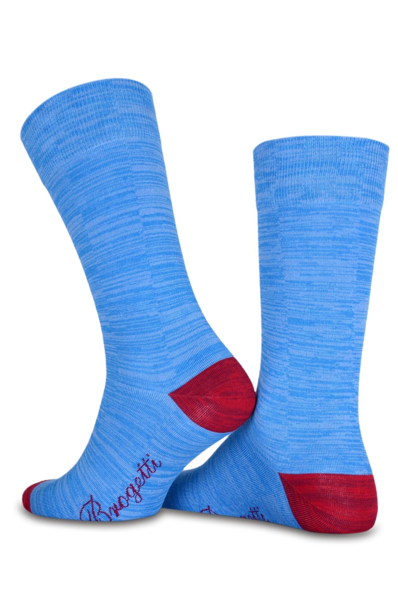 Mavi Kırmızı Topuk  Renkli Bambu Erkek Soket Çorabı Andey