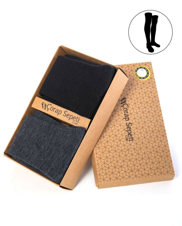 Merino Yün Dizüstü Erkek Çorap 2li Paket