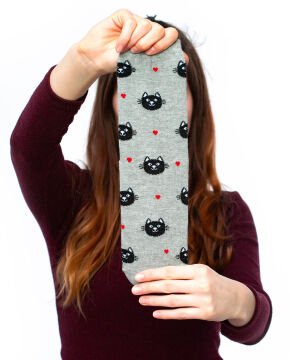 Kedi ve Kalp Desenli Soket Çorap Socks Concept