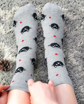 Kedi ve Kalp Desenli Soket Çorap Socks Concept