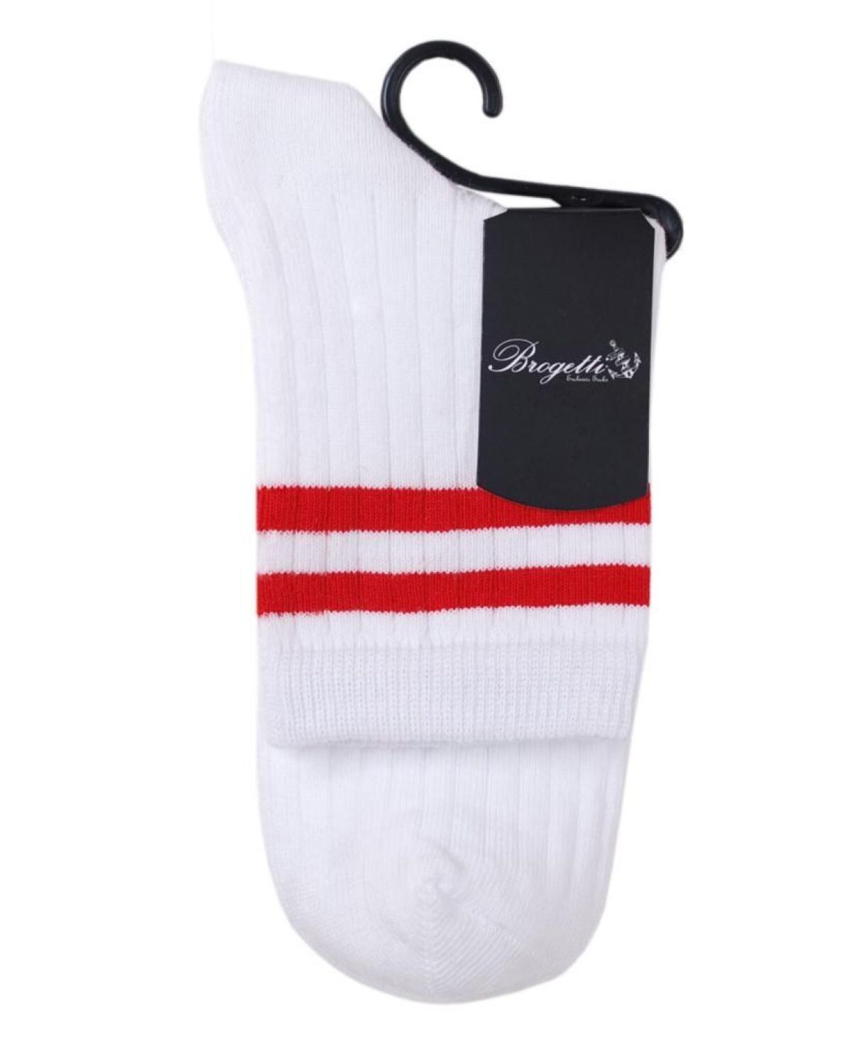 Larisa Beyaz Renk Kırmızı Çizgili Soket Çorap