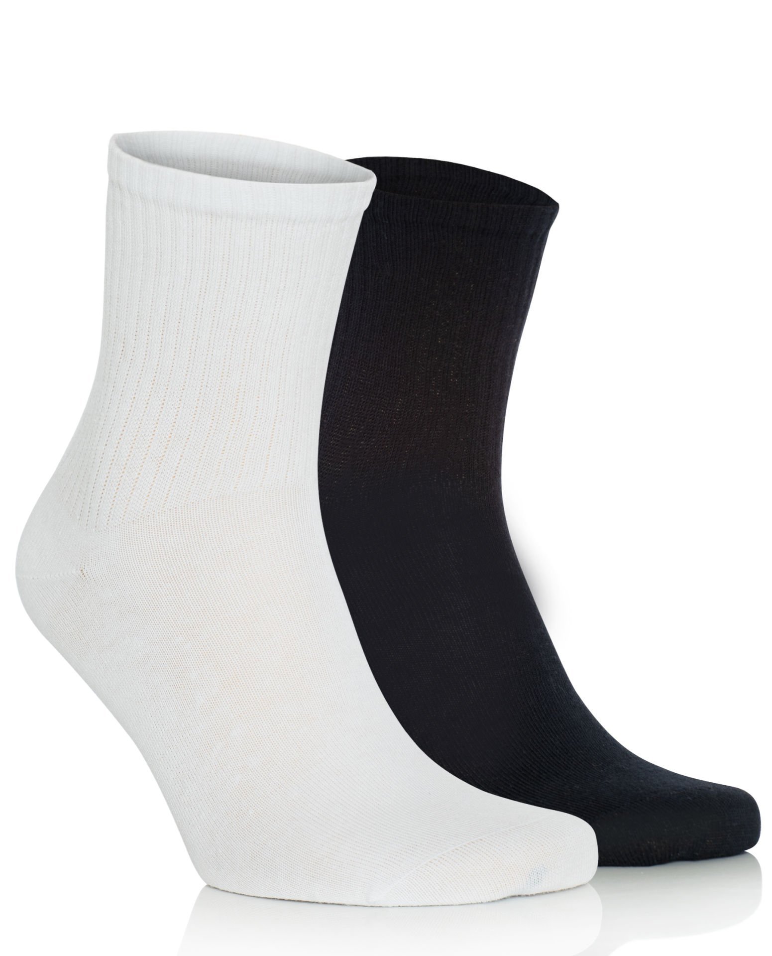 2li Paket Erkek Tenis Çorabı Siyah-Beyaz Renk