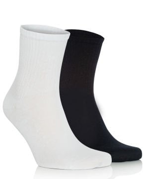 2li Paket Erkek Tenis Çorabı Siyah-Beyaz Renk