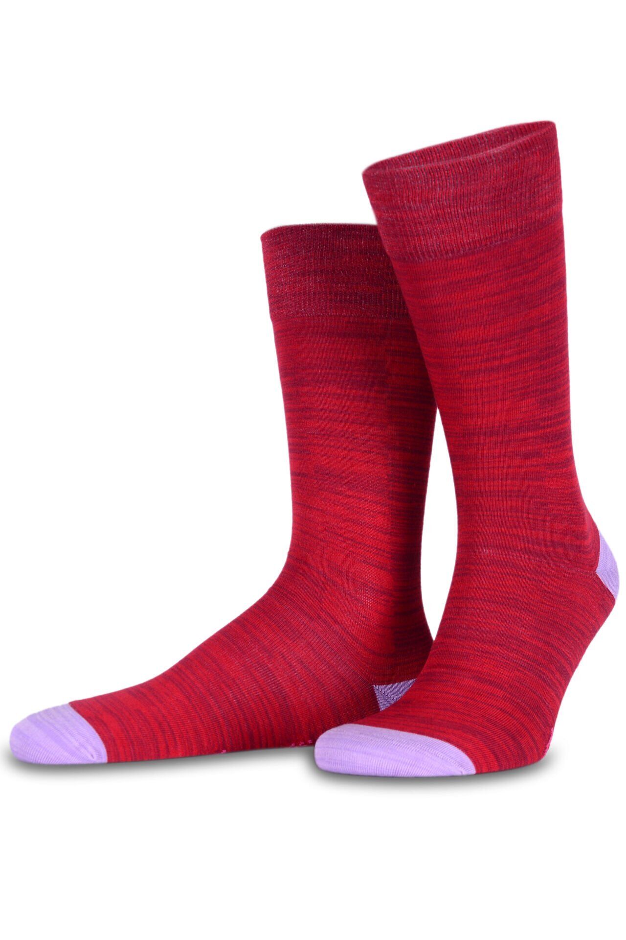 Kırmızı Lila Topuk  Renkli Bambu Erkek Soket Çorabı Andey