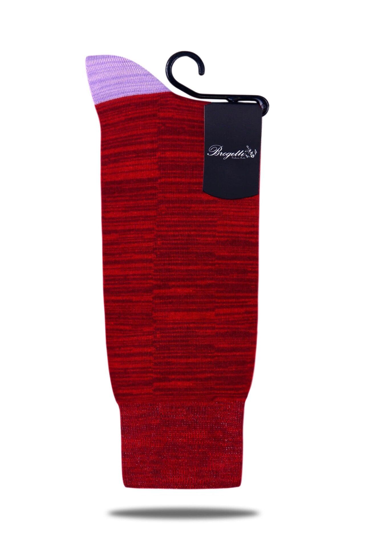 Kırmızı Lila Topuk  Renkli Bambu Erkek Soket Çorabı Andey