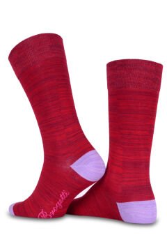 Kırmızı Lila Topuk  Renkli Bambu Erkek Soket Çorabı Andey