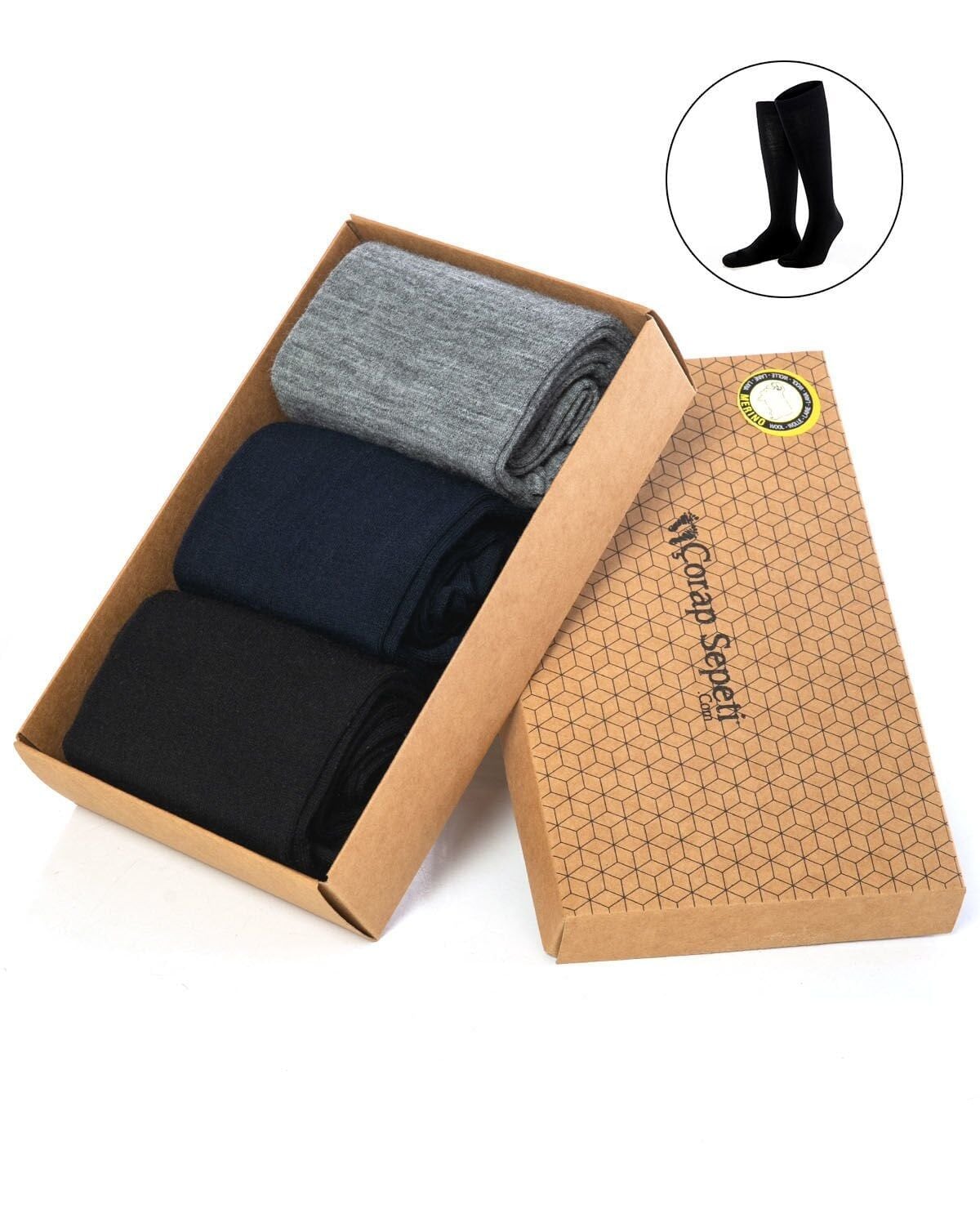 Yün Dizaltı Erkek Çorap 3lü Paket