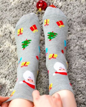 Yılbaşı Çorabı Hediye Paketi Noel Baba ve Çam Desenli