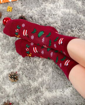 Çam Ağacı Süs Desenli Soket Çorap Socks Concept