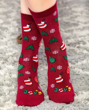 Çam Ağacı Süs Desenli Soket Çorap Socks Concept