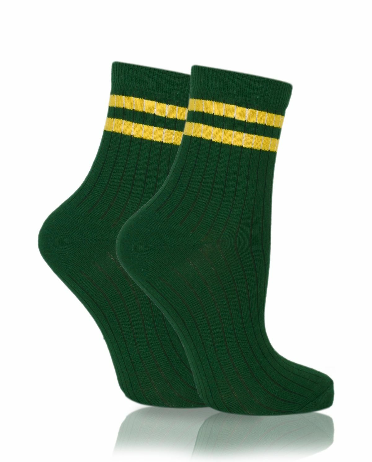 Larisa Yeşil Renk Sarı Çizgili Soket Çorap
