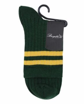 Larisa Yeşil Renk Sarı Çizgili Soket Çorap