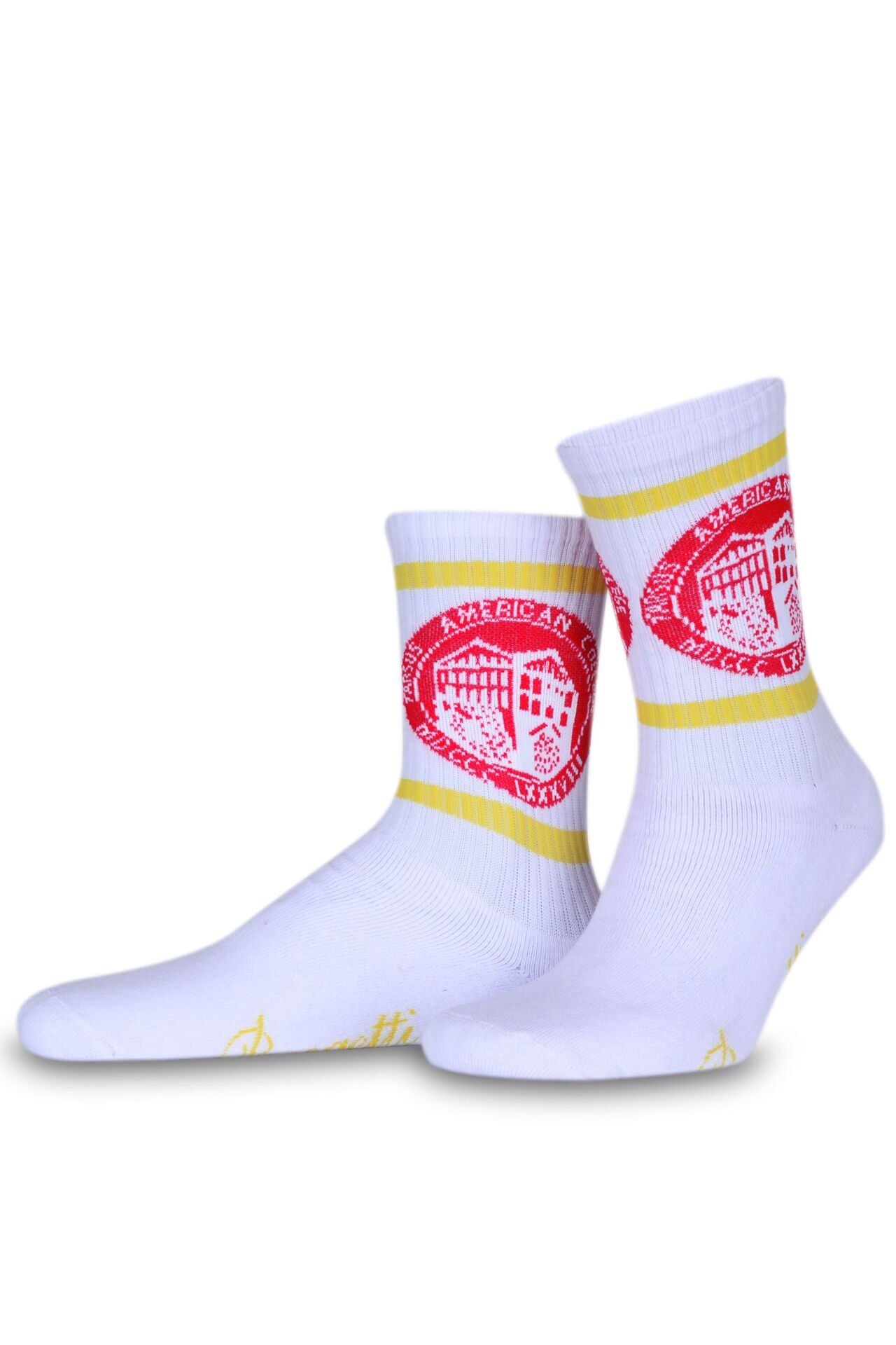 TAC Logolu Sarı Çizgili Spor Çorap