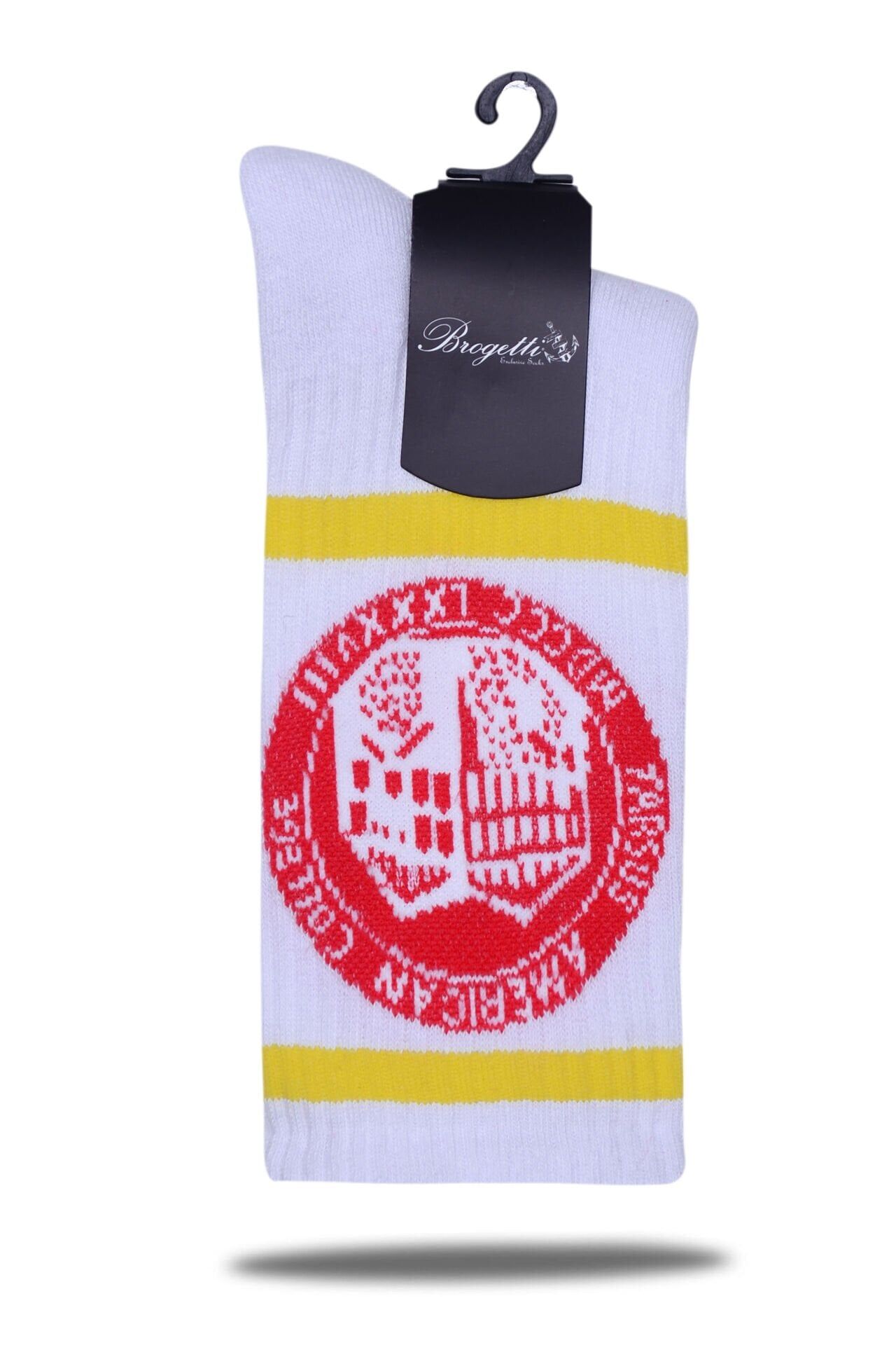 TAC Logolu Sarı Çizgili Spor Çorap