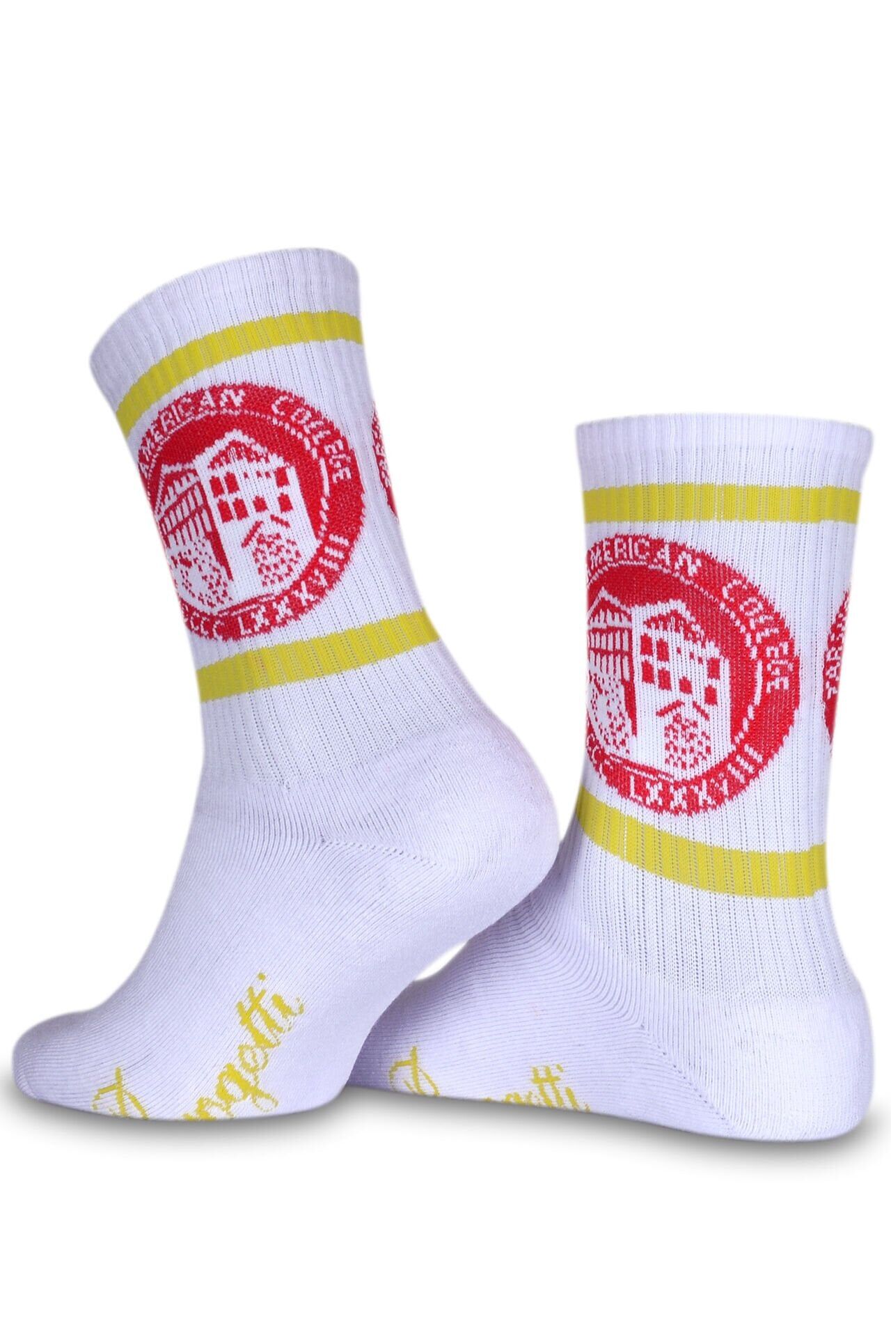 TAC Logolu Sarı Çizgili Spor Çorap