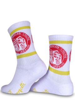 TAC Logolu Sarı Çizgili Spor Çorap