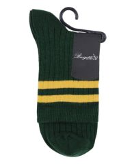 Larisa Yeşil Renk Sarı Çizgili Soket Çorap KOYU YEŞİL - 36/40