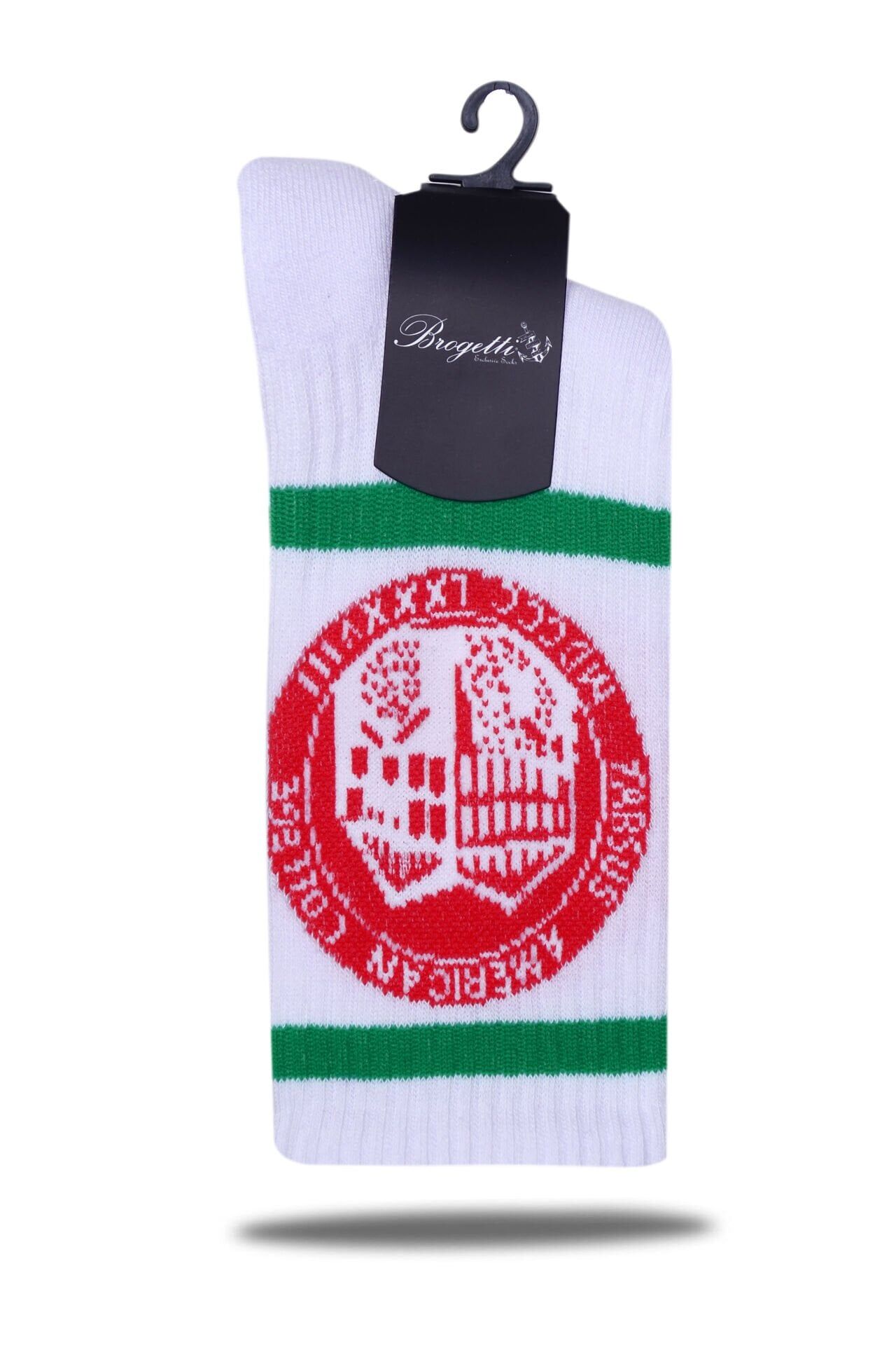 TAC Logolu Yeşil Çizgili Spor Çorap