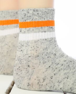 Nopeli Gri  Renk Turuncu-Beyaz Çizgili Tenis Çorap Brogetti