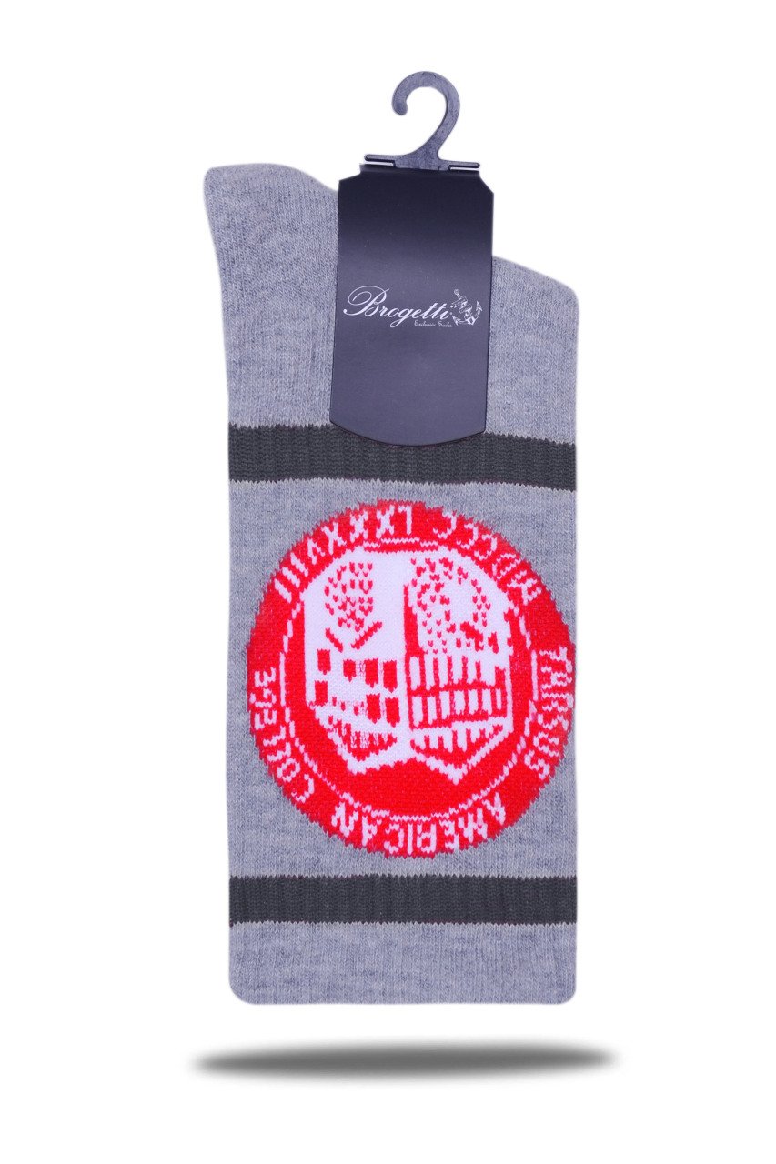 TAC Logolu Gri Renk Antrasit Çizgili Spor Çorap RENKLİ - 36/40