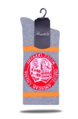 TAC Logolu Gri Renk Hardal Çizgili Spor Çorap RENKLİ - 36/40