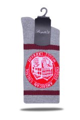 TAC Logolu Gri Renk Bordo Çizgili Spor Çorap RENKLİ - 36/40