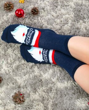 Merry Christmas ve Noel Baba Desenli Soket Çorap