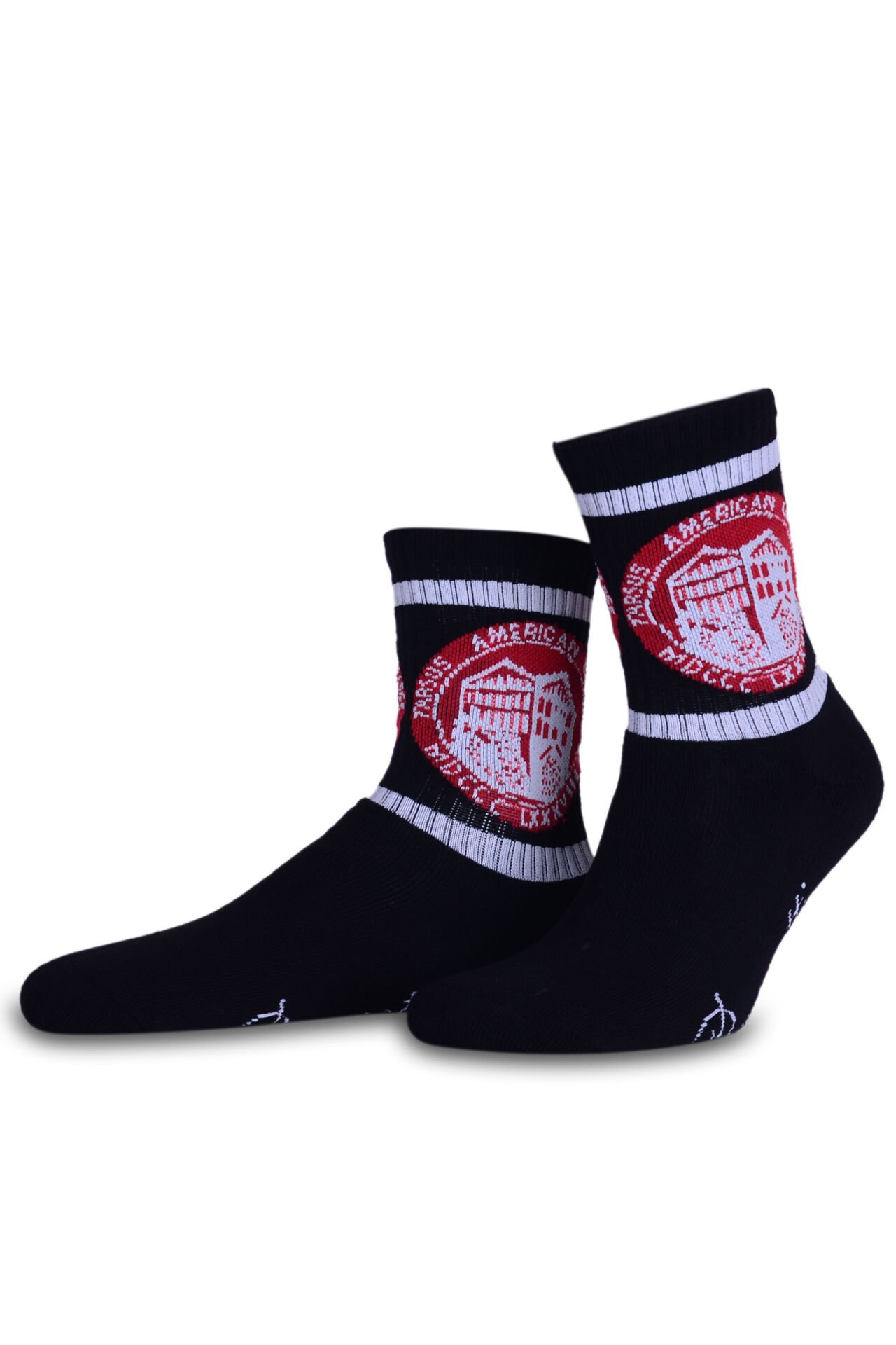 TAC Logolu Siyah Renk Beyaz Çizgili Spor Çorap