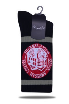 TAC Logolu Siyah Renk Antrasit Çizgili Spor Çorap