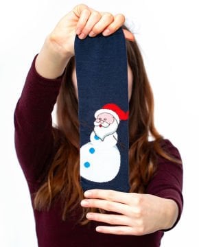 Kardan Adam ve Noel Baba Desenli Soket Çorap