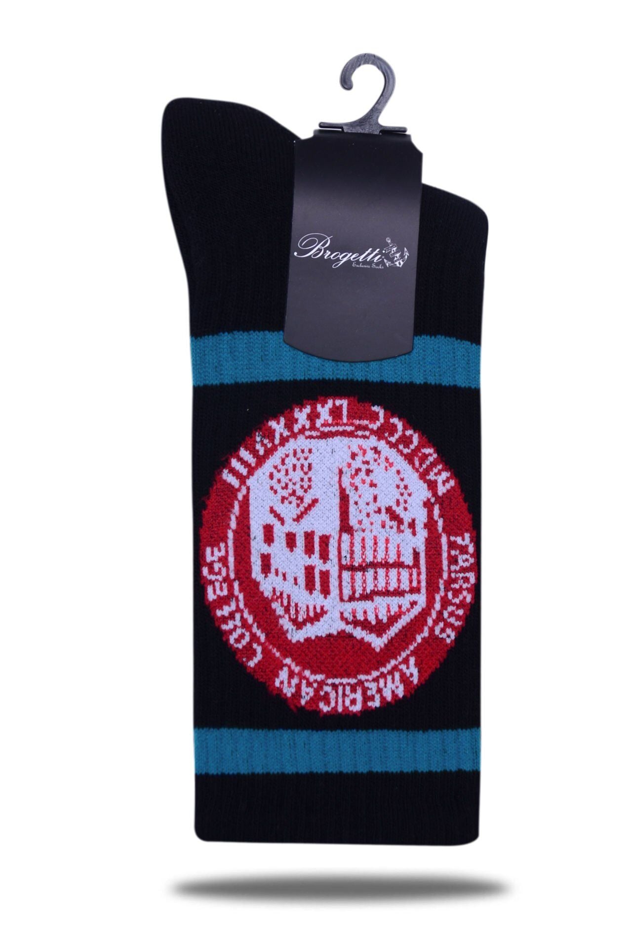 TAC Logolu Siyah Renk Turkuaz Çizgili Spor Çorap RENKLİ - 36/40