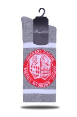 TAC Logolu Gri Renk Beyaz Çizgili Spor Çorap RENKLİ - 36/40