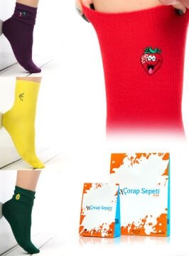 Meyve Nakışlı Çorap 4lü Ekonomik Paket