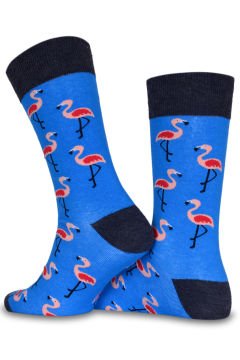 Flamingo Desenli Mavi Soket Çorap Daniel