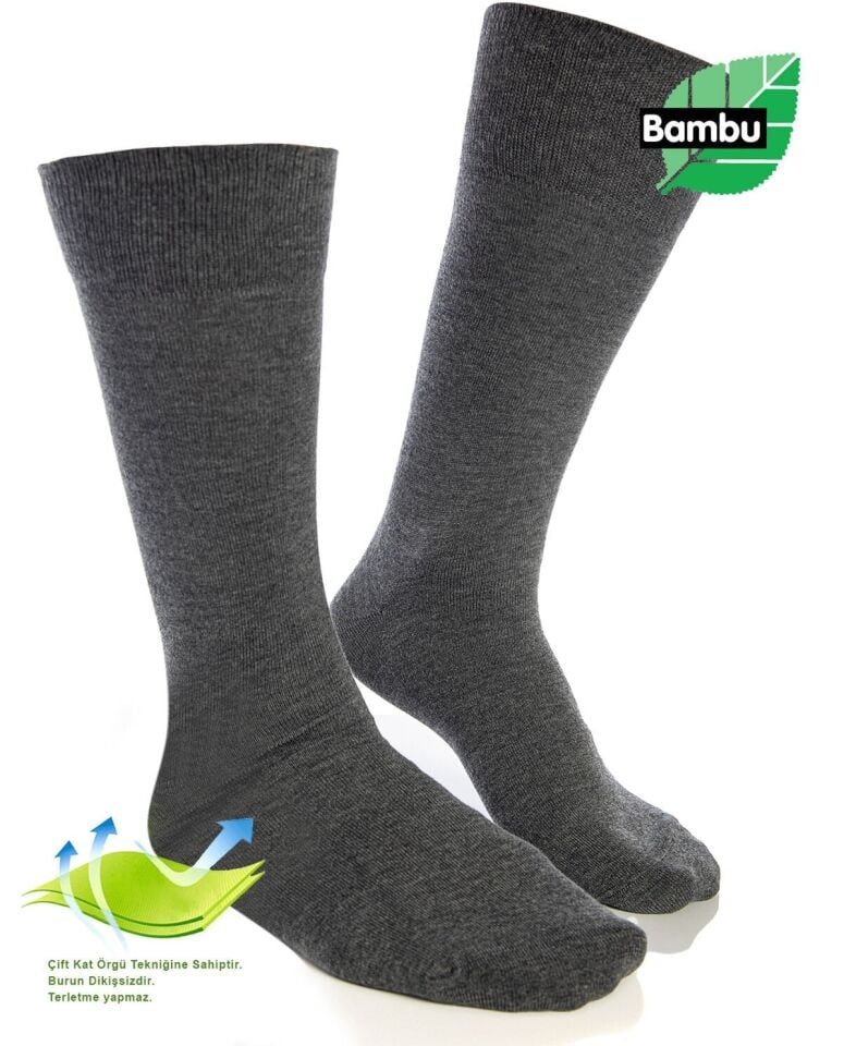 Bambu Çorap Gri Exclusive Çift Kat