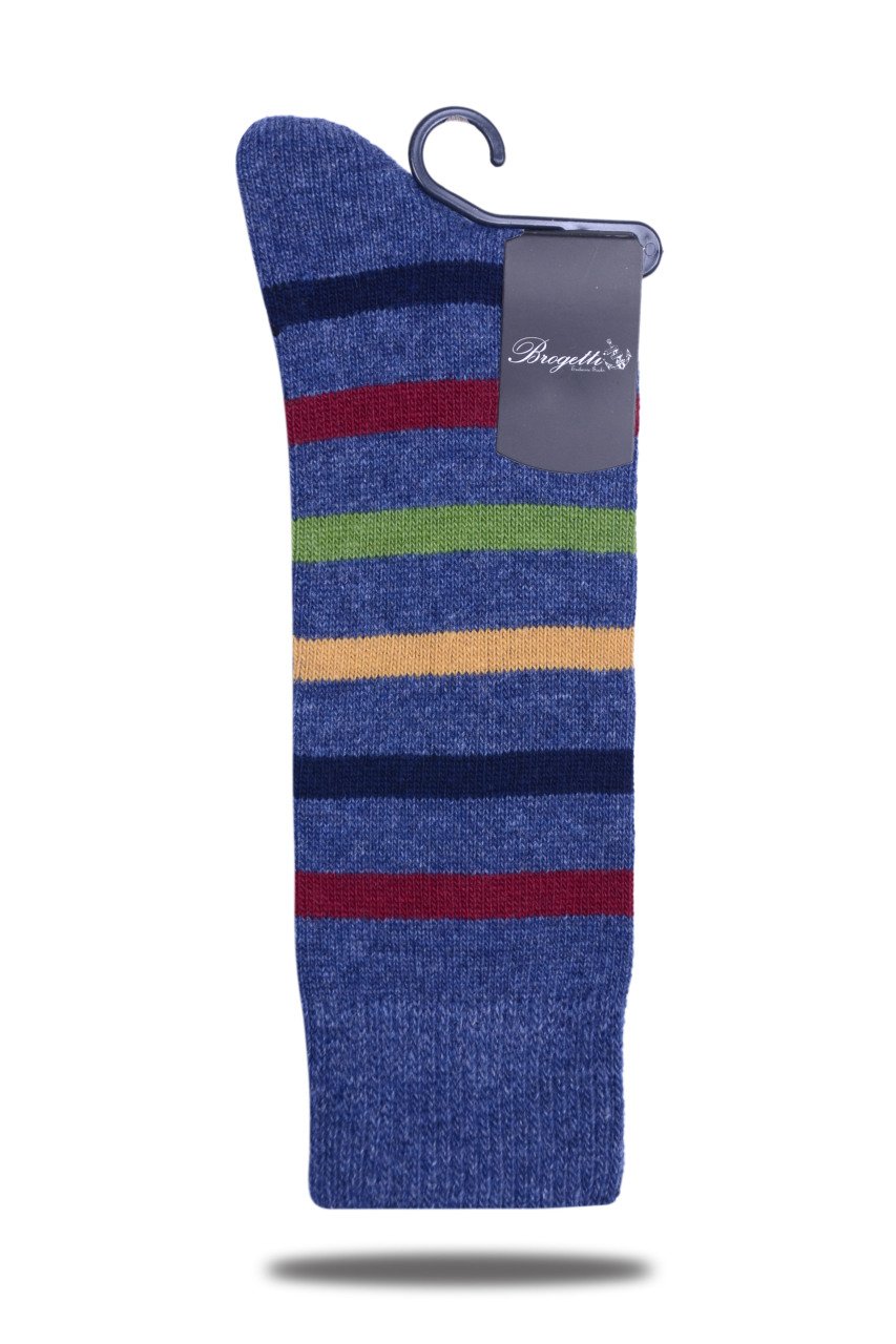 Mavi Renkli Çizgili Kışlık Yün Soket Çorap RENKLİ - TEK BEDEN