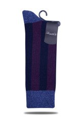 Mor Dik Çizgi Desen Kışlık Yün Soket Çorap RENKLİ - TEK BEDEN