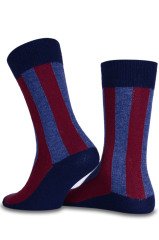 Bordo Dik Çizgi Desen Kışlık Yün Soket Çorap RENKLİ - TEK BEDEN
