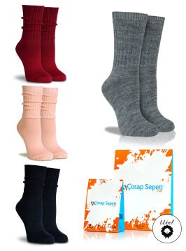 Kadın Yün Çorap 4lü Ekonomik Paket
